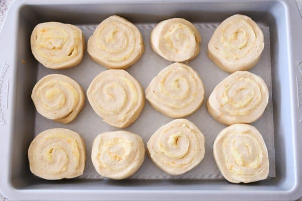 unrisen homemade orange sweet rolls