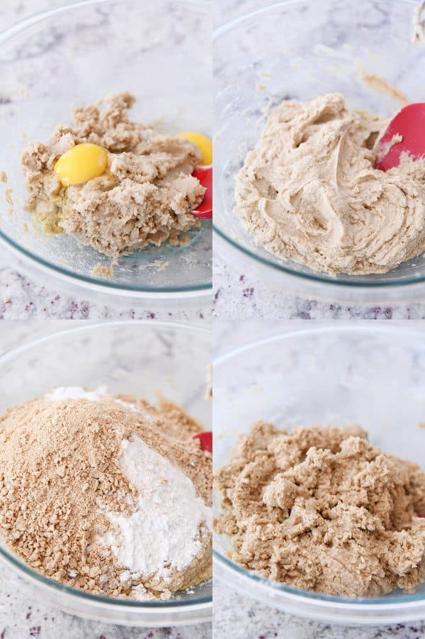 Mixing up graham cookie dough batter.