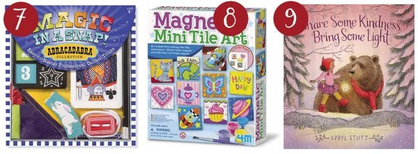 melissa and doug magic set, magnetic tile kit, share some kindness book