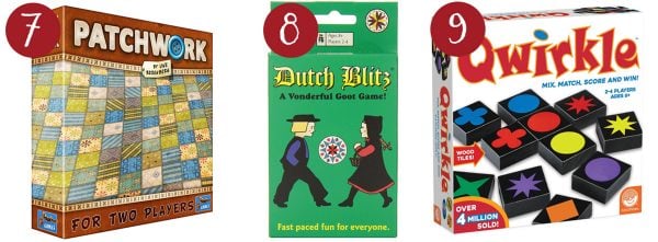 patchwork game, dutch blitz, qwirkle