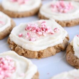 tray of frosted gingerbread sugar cookies