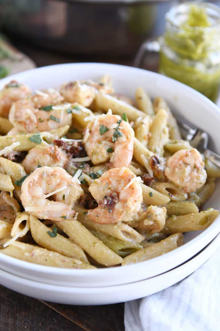 Easy Shrimp Pesto Pasta Recipe Mel's Kitchen Cafe