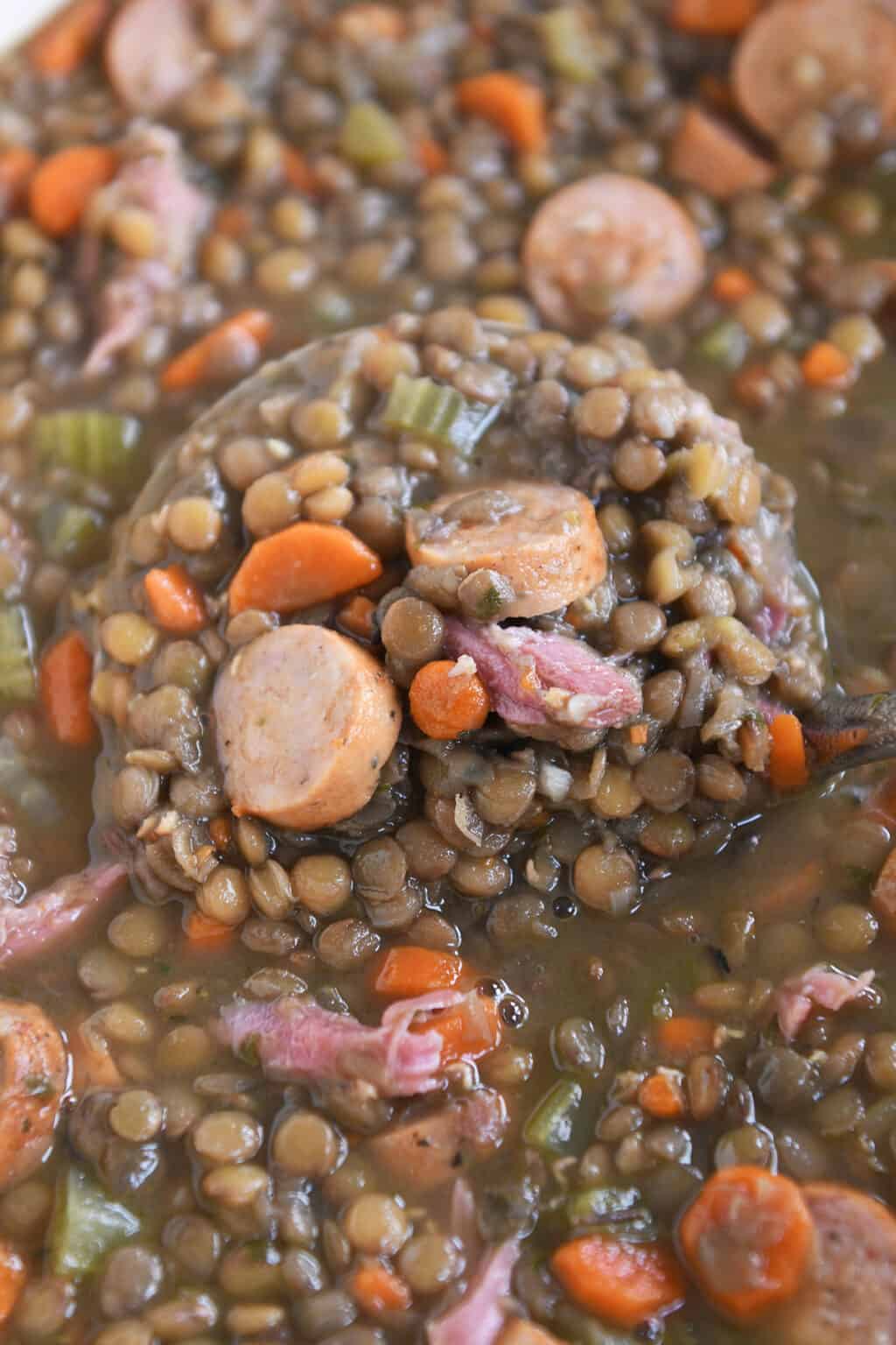 Amazing Leftover Ham Bone Lentil Soup - Mel's Kitchen Cafe