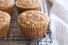 applesauce oat muffin on wire rack