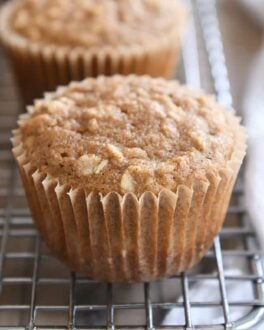 applesauce oat muffin on wire rack