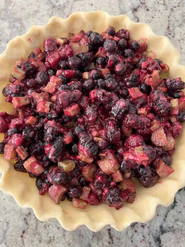 triple berry rhubarb pie