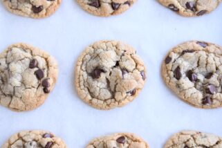 Soft and Chewy Chocolate Chip Cookies {Melted Butter + No Chilling!}