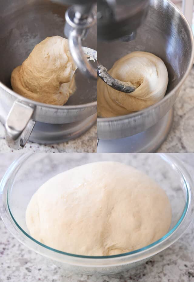 Mix the dough in the KitchenAid and let it rise.