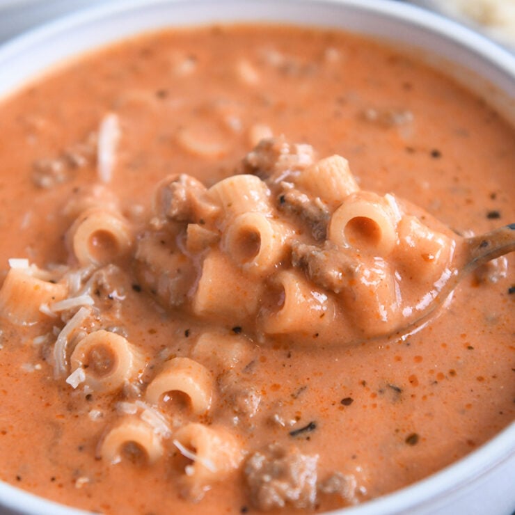 Creamy Beef and Tomato Noodle Soup - Mel's Kitchen Cafe