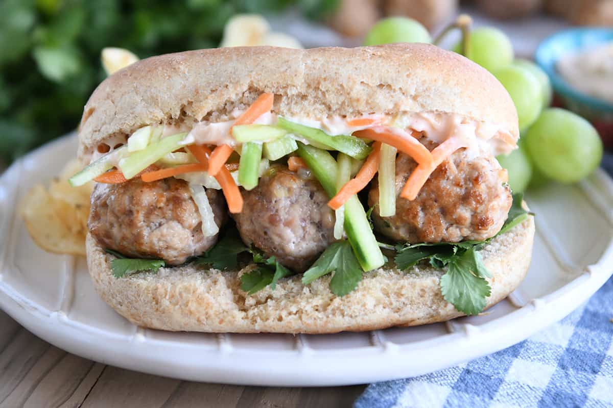 Easy Banh Mi Sandwiches {Vietnamese Meatball Sub}