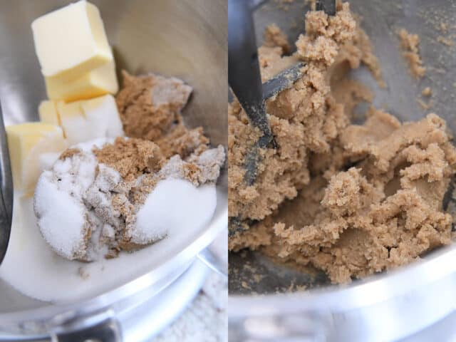 Creaming brown sugar and butter in kitchenaid mixer.