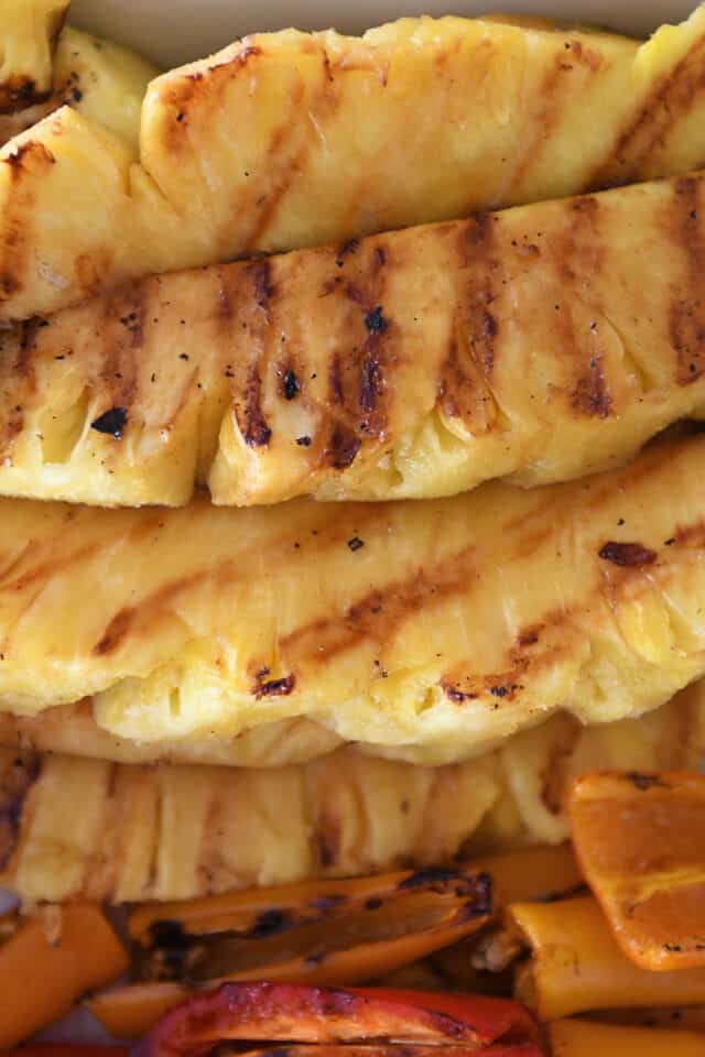Slices of grilled pineapple.