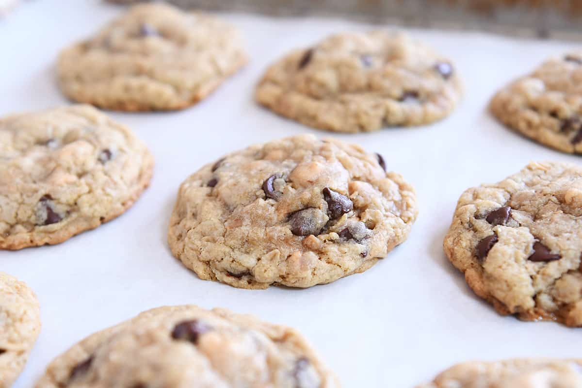 Oatmeal Chocolate Chip Peanut Butter Toffee Cookies
