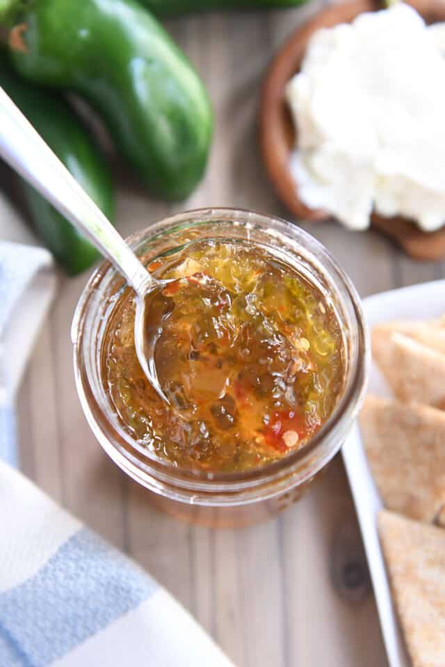 Spoonful of jalapeno jelly.