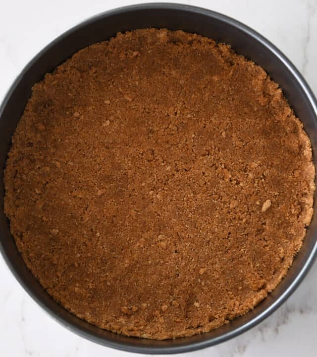 Graham cracker crust in 9-inch springform pan.