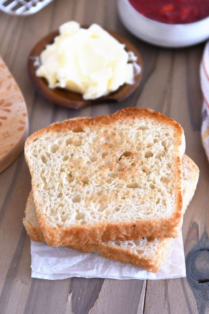 Two slices toasted bread.