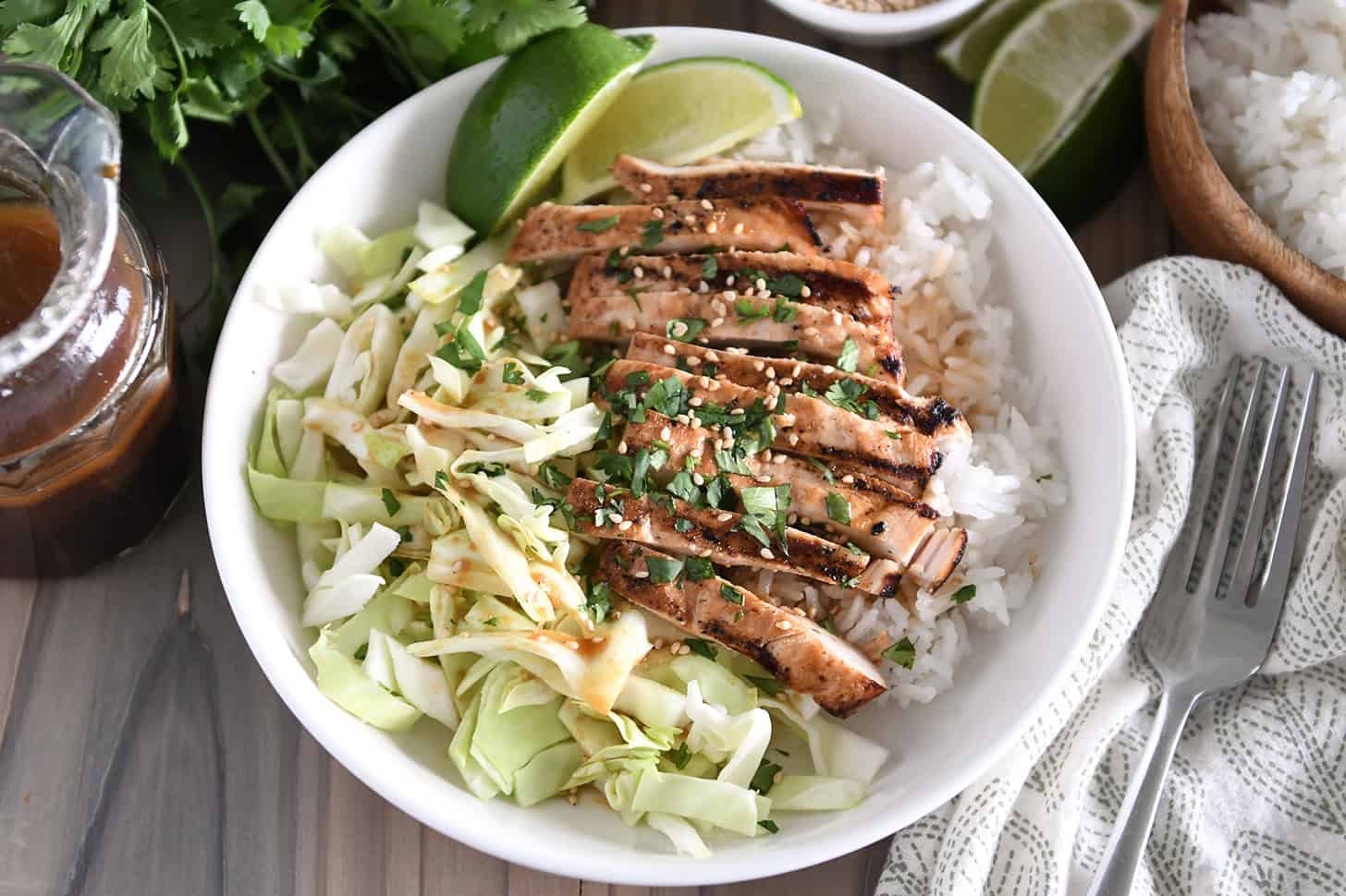 Sticky Honey Ginger Soy Chicken Bowls