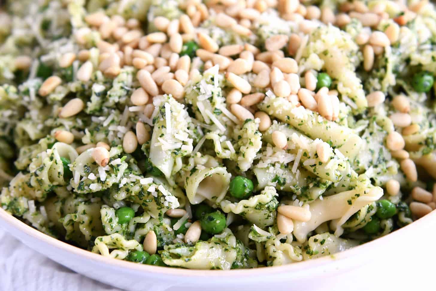 Pesto Pasta Salad with Peas and Parmesan