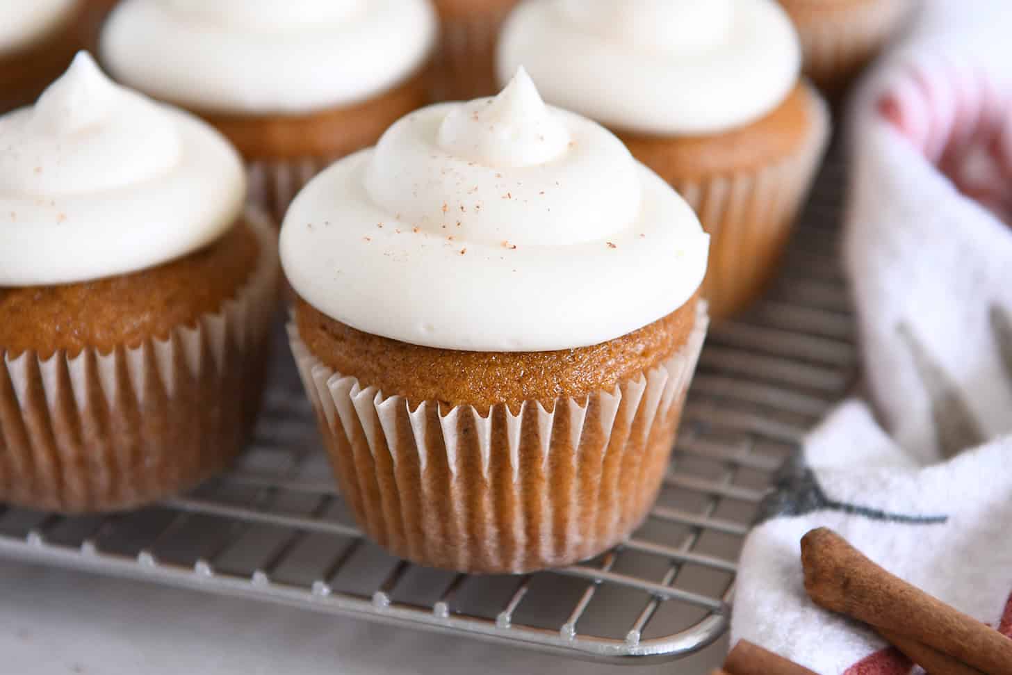 Pumpkin Cupcakes with Whipped Cream Cheese Frosting
