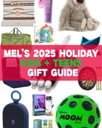 White background with images of toys and speakers.