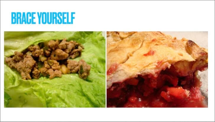 White background with two old food photos and the words Brace yourself.