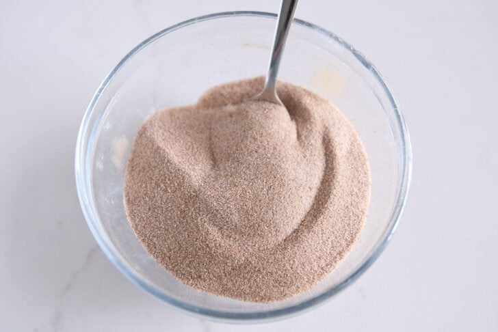Place the cinnamon and sugar mixture in a small glass bowl.