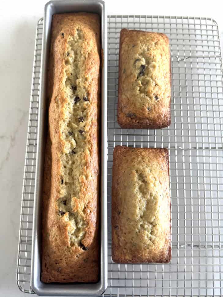 Banana bread in mini loaf pans.