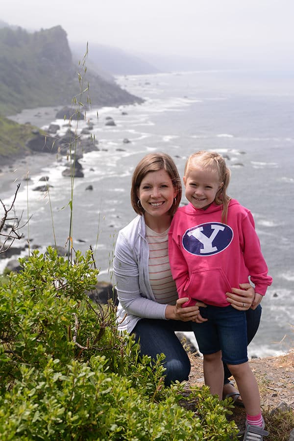A Mom and her daughter on the coast.