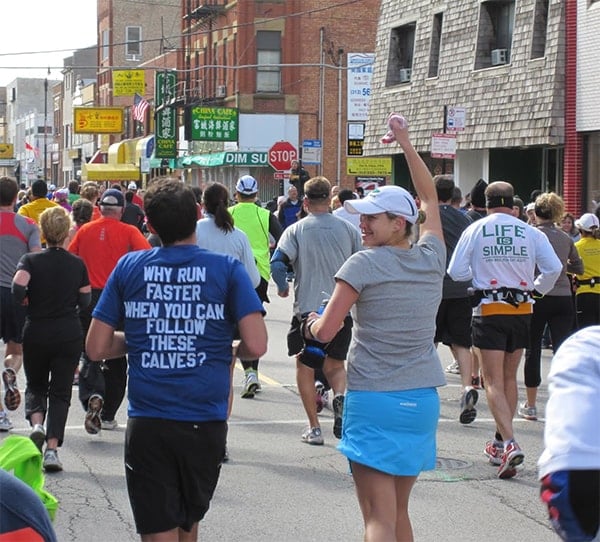 A large group of people running a race.