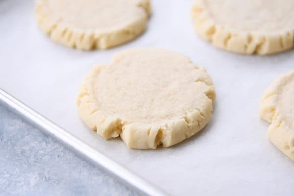 Swig sugar cookie pressed flat and baked on half sheet pan.