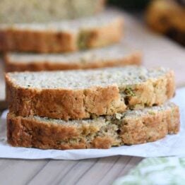 Two slices of zucchini banana bread.