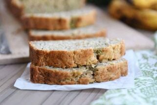 Two slices of zucchini banana bread.