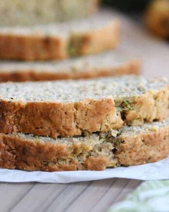 Two slices of zucchini banana bread.