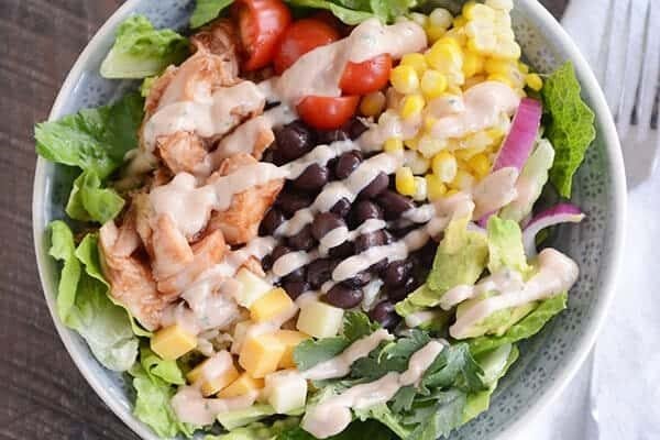 BBQ Chicken Salad Cilantro Lime Rice Bowl