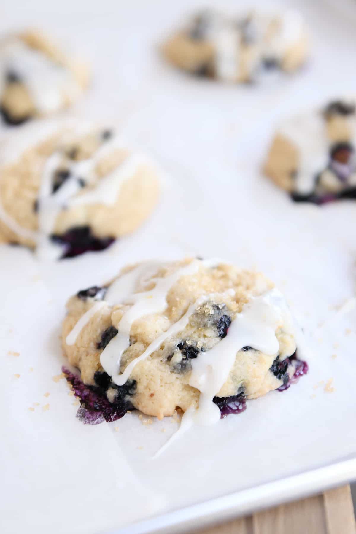 Easy Blueberry Muffin Cookies with Lemon Glaze