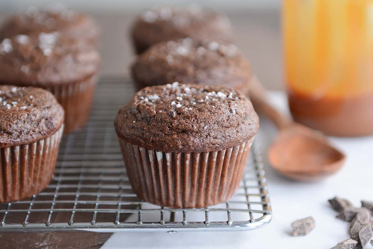 Double Chocolate Salted Caramel Muffins Mel's Kitchen Cafe