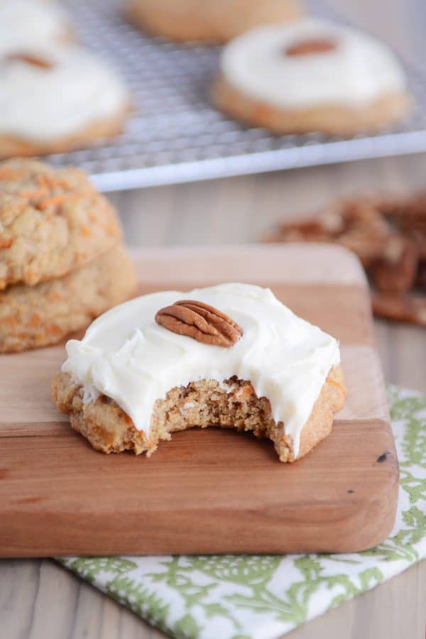 Carrot cake cookies with cream cheese frosting