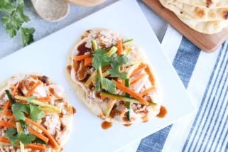 Chicken Banh Mi Flatbread with Incredible Sauces X 2 {Quick + Easy Dinner}