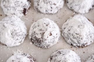 Tray of chocolate truffle cookies.