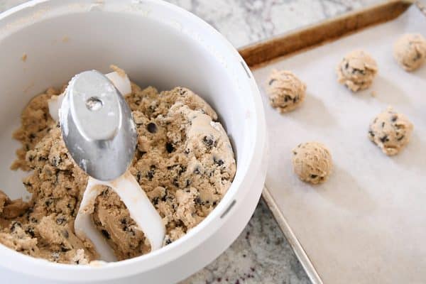 Bosch stand mixer with cookie dough. 