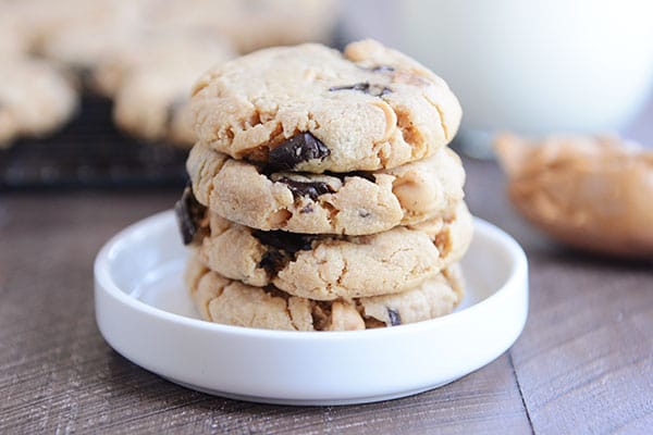 Super Soft Peanut Butter Chocolate Chip Cookies {Egg-Free!}