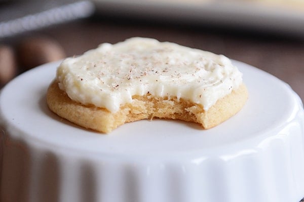 Soft Eggnog Sugar Cookies with Whipped Eggnog Frosting