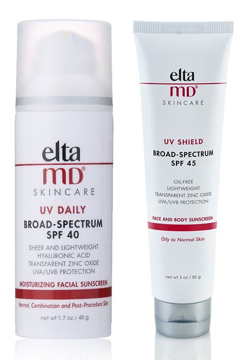 Two tubes of elta MD sunscreen. 