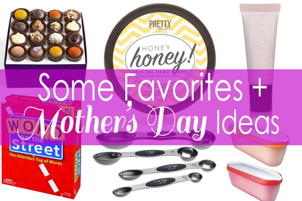 A collage of pictures showing favorite Mother's Day gift ideas.
