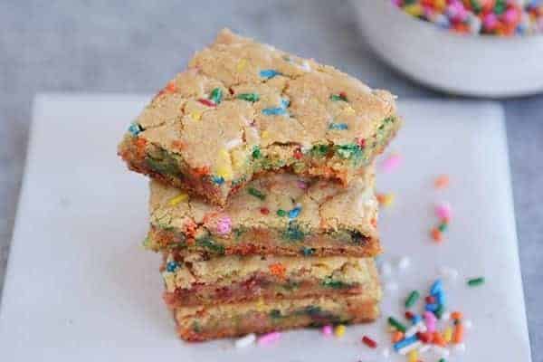 Thin and Chewy Funfetti Blondies {From-Scratch}