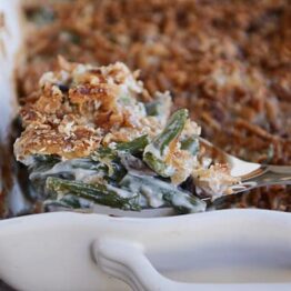 From-Scratch Homemade Green Bean Casserole with Extra Crunchy Topping