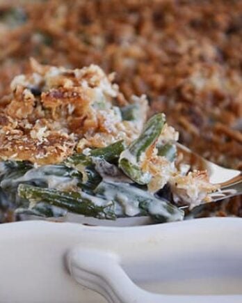 From-Scratch Homemade Green Bean Casserole with Extra Crunchy Topping