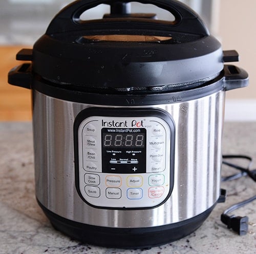 InstantPot Pressure cooker on a kitchen counter.