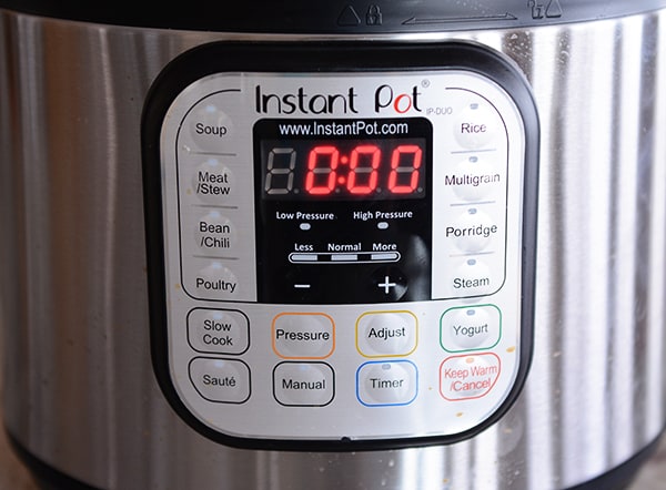 The front of an Instant Pot pressure cooker. 