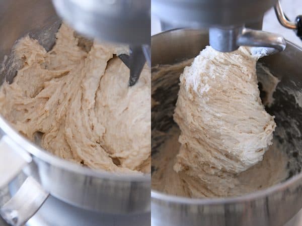 KitchenAid mixer mixing dough for cinnamon rolls.